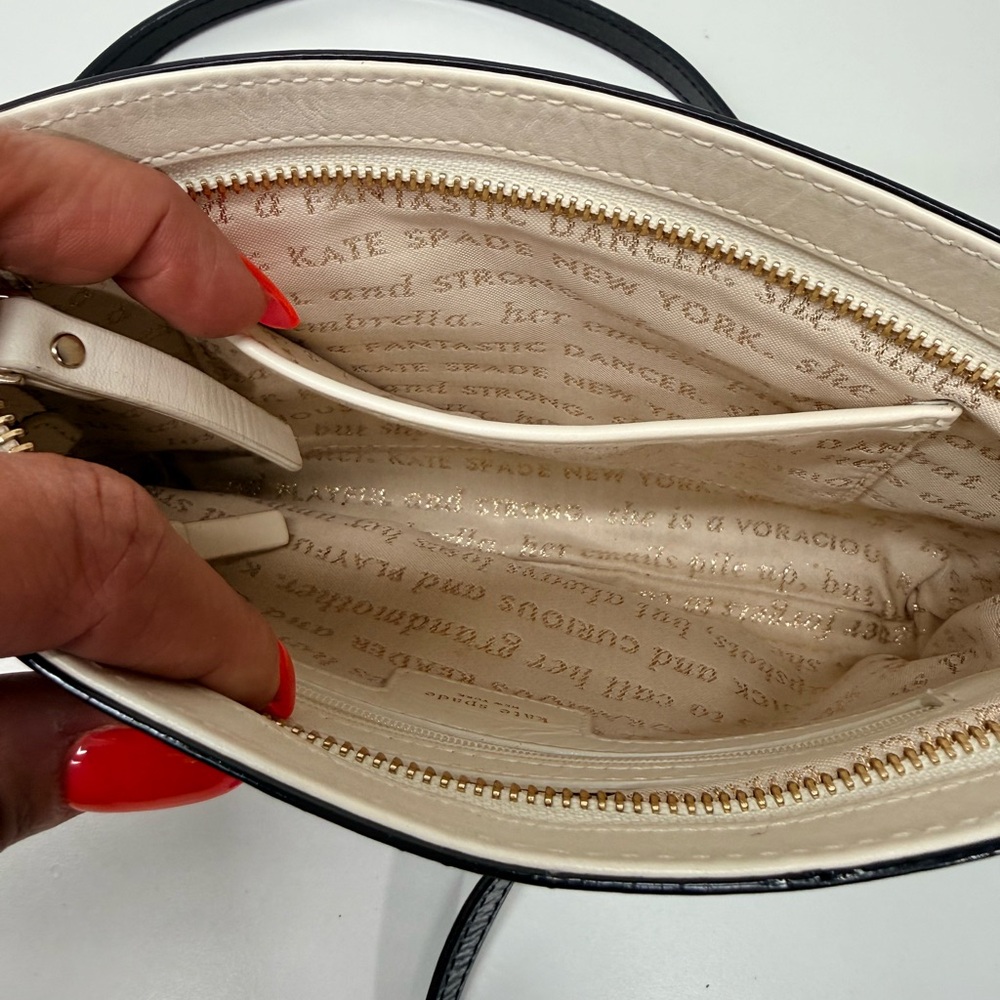 Kate Spade Black Patent Leather Crossbody with Gold Zip Pull - Picture 8 of 12